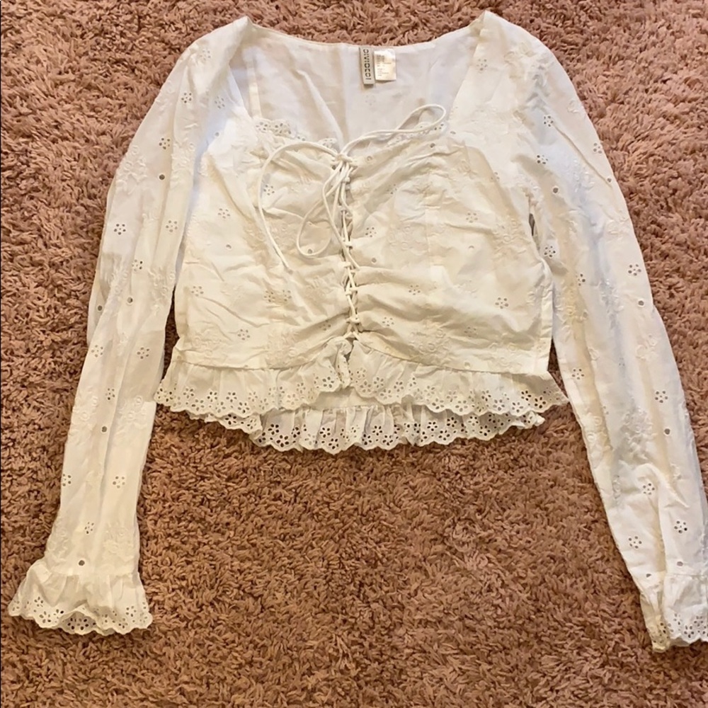 H&M white floral blouse
